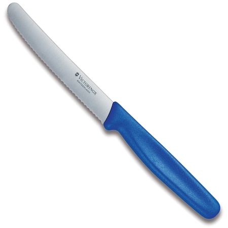 Swiss Army Brands 2023 Victorinox 40553 Kitchen Blue Steak - Serrated, 40.5In Round Blade VIC-5.0832.S